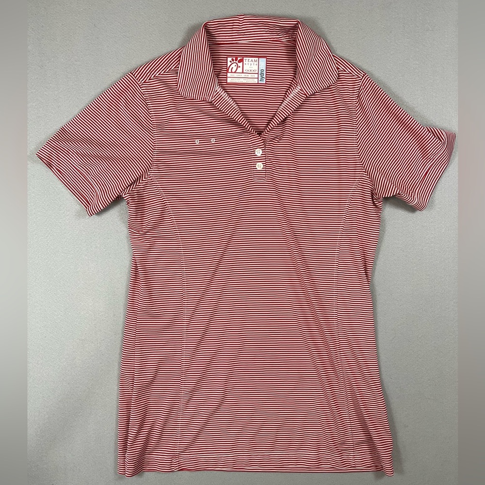 🐮 Chick-fil-A Team Style HydroChill Polo Red Stripe Women’s S Employee Uniform